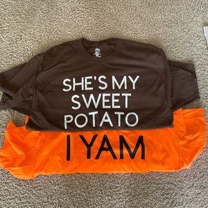 His and hers fun Thanksgiving shirts size XL